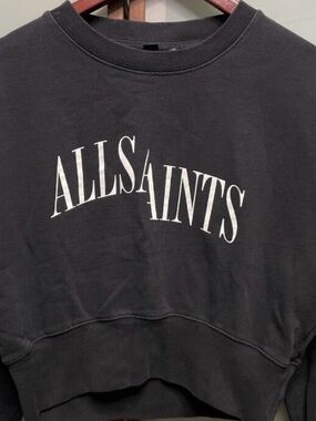 All Saints Black Crewneck Sweatshirt with White Logo